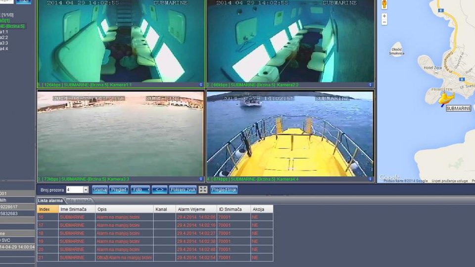 Video Surveillance System in tourist semisubmarine